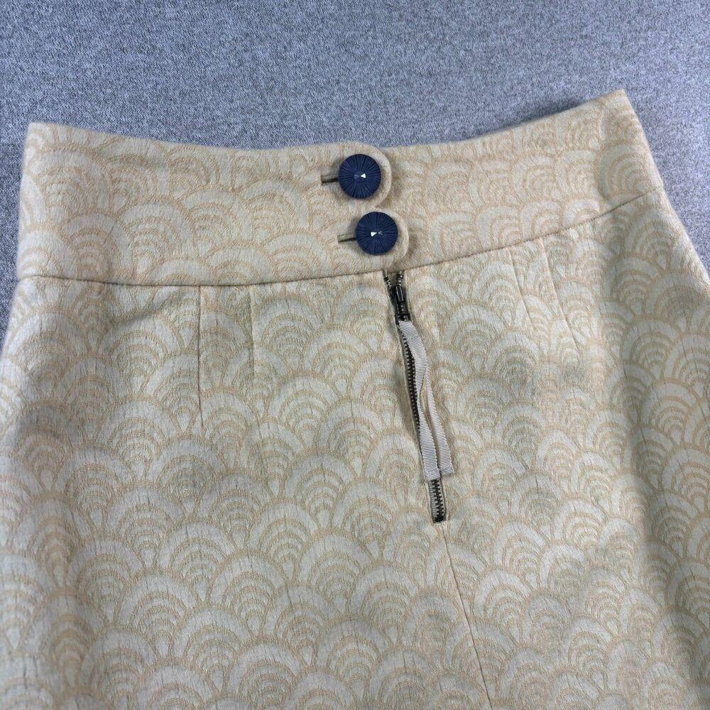 Leifsdottir Anthropologie Skirt Women's 2 Cream Gold Wool Cotton Ruffle - Picture 5 of 9